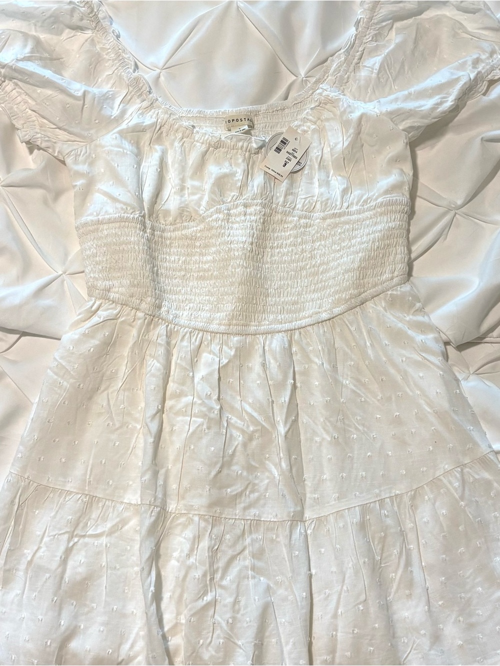 Aeropostale Solid Scoop Neck Smocked Fit & Flare Dress, Size L And NWT